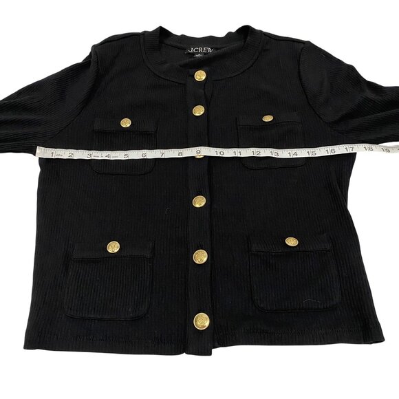 J. Crew Vintage Rib Lady Jacket Blouse Size M Black‎ - Picture 6 of 7